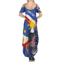 Personalized Filipino-American Summer Maxi Dress Philippines Coat Of Arms with Bald Eagle