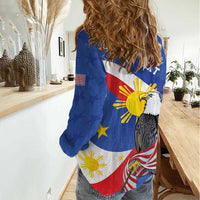 Personalized Filipino-American Women Casual Shirt Philippines Coat Of Arms with Bald Eagle LT9 - Polynesian Pride
