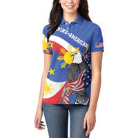 Personalized Filipino-American Women Polo Shirt Philippines Coat Of Arms with Bald Eagle