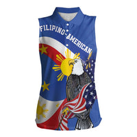 Personalized Filipino-American Women Sleeveless Polo Shirt Philippines Coat Of Arms with Bald Eagle LT9 Female White - Polynesian Pride