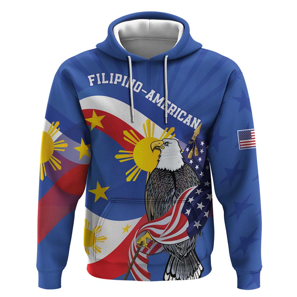 Personalized Filipino-American Zip Hoodie Philippines Coat Of Arms with Bald Eagle