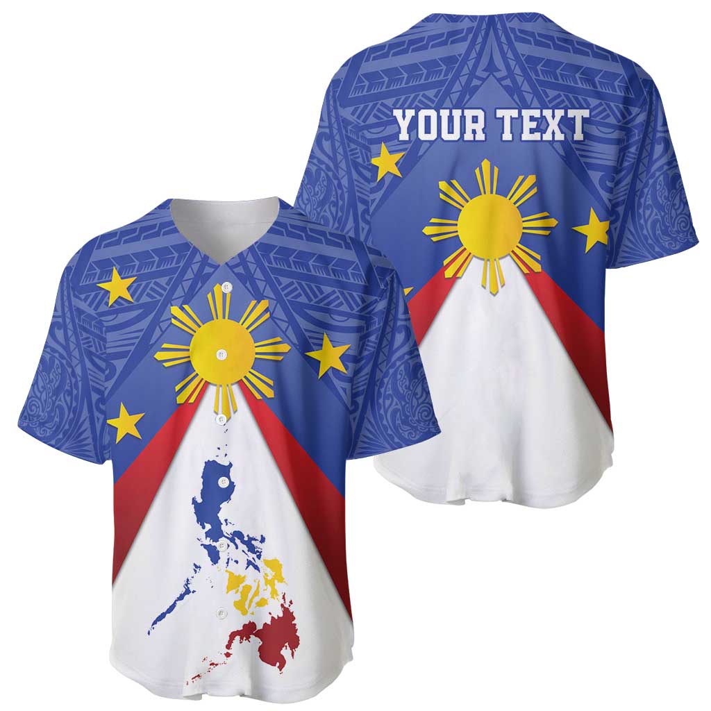 Personalized Pilipinas Eight-Rayed Sun Baseball Jersey Philippines Map With Polynesian Style LT9 - Polynesian Pride