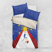 Personalized Pilipinas Eight-Rayed Sun Bedding Set Philippines Map With Polynesian Style LT9 US Twin 172cm x 218cm Blue - Polynesian Pride