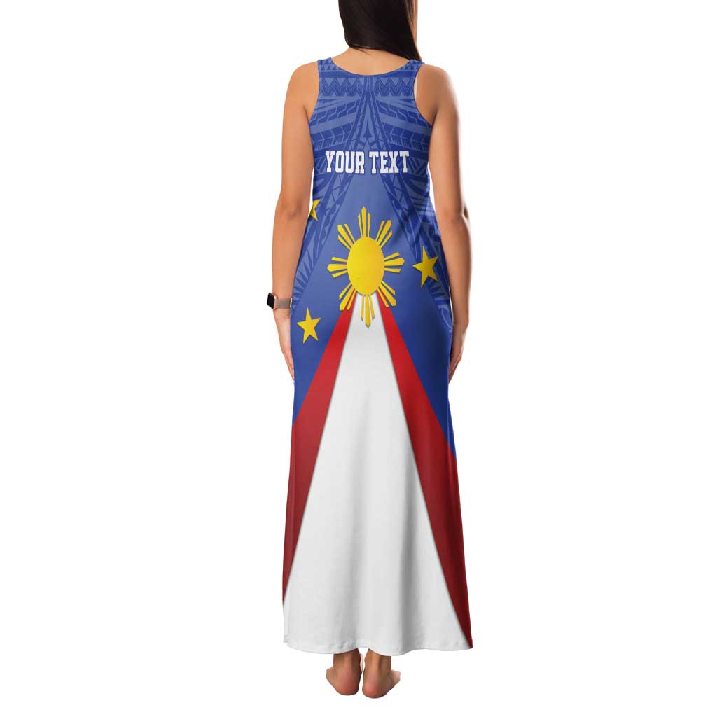 Personalized Pilipinas Eight-Rayed Sun Family Matching Tank Maxi Dress and Hawaiian Shirt Philippines Map With Polynesian Style