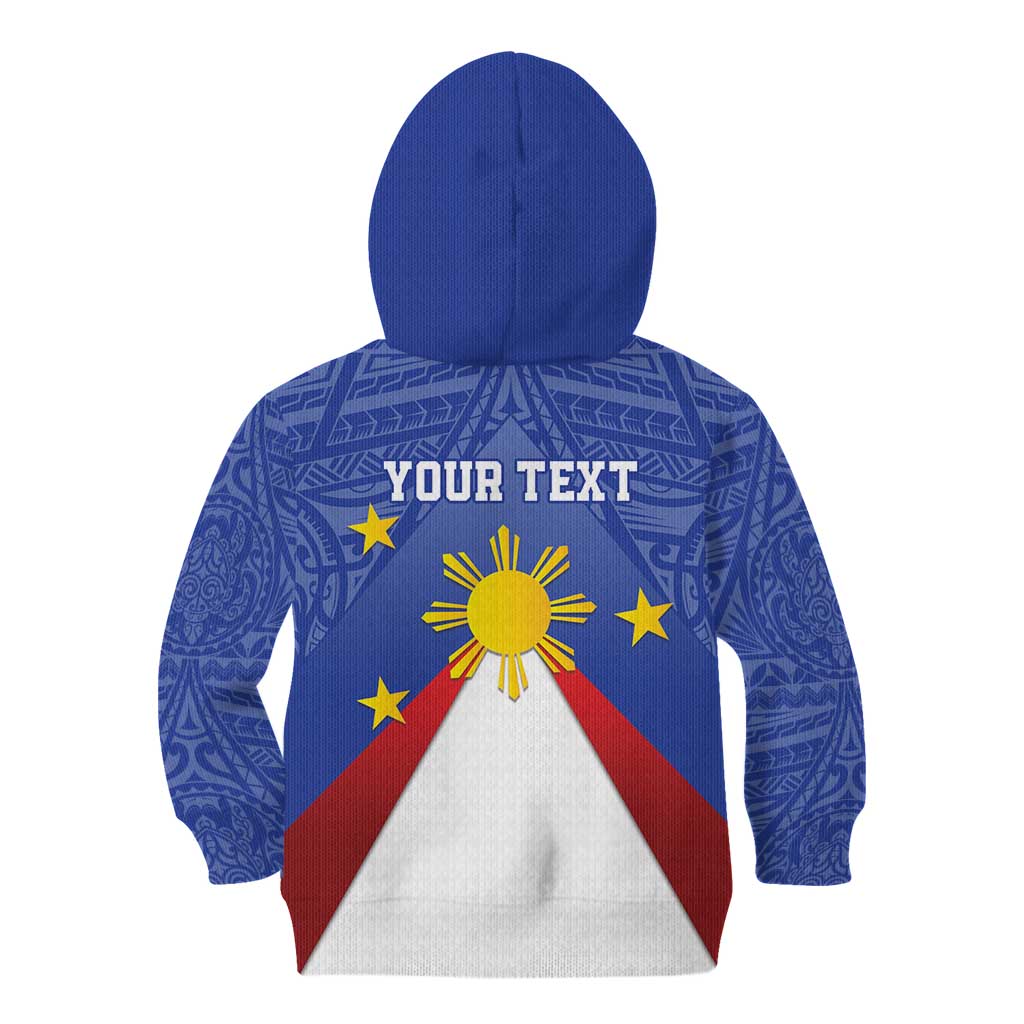 Personalized Pilipinas Eight-Rayed Sun Kid Hoodie Philippines Map With Polynesian Style