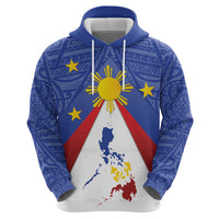 Personalized Pilipinas Eight-Rayed Sun Zip Hoodie Philippines Map With Polynesian Style