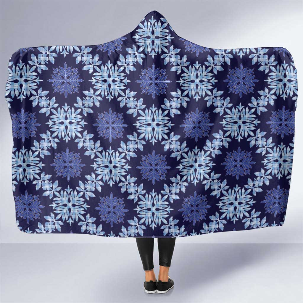 Palaka Hawaiian Quilt Seamless Pattern Hooded Blanket LT9 One Size Blue - Polynesian Pride