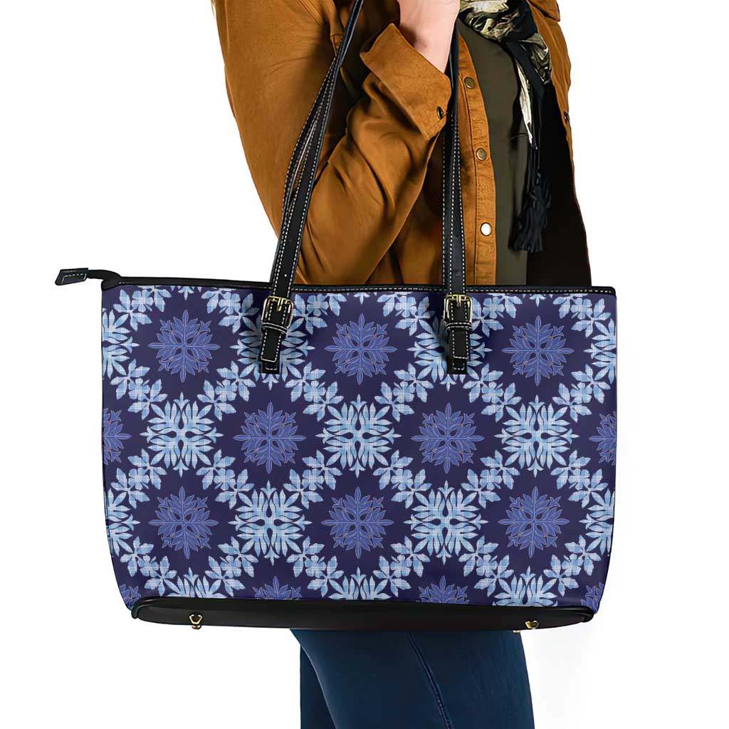 Palaka Hawaiian Quilt Seamless Pattern Leather Tote Bag LT9 - Polynesian Pride