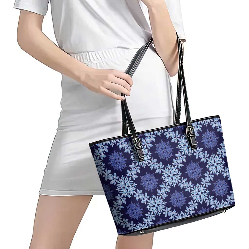 Palaka Hawaiian Quilt Seamless Pattern Leather Tote Bag LT9 - Polynesian Pride