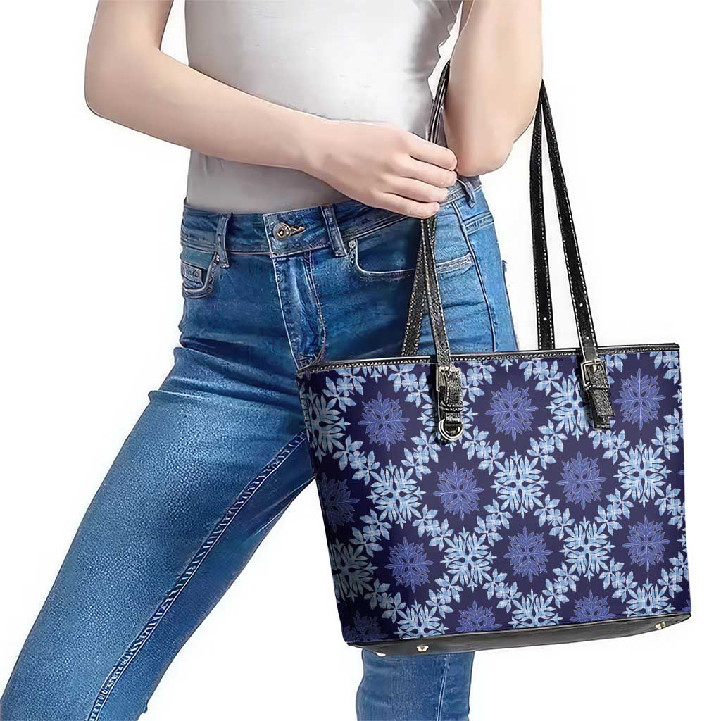 Palaka Hawaiian Quilt Seamless Pattern Leather Tote Bag LT9 - Polynesian Pride
