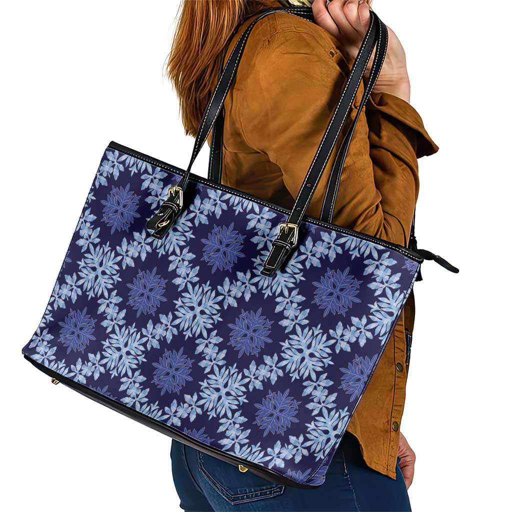 Palaka Hawaiian Quilt Seamless Pattern Leather Tote Bag LT9 - Polynesian Pride