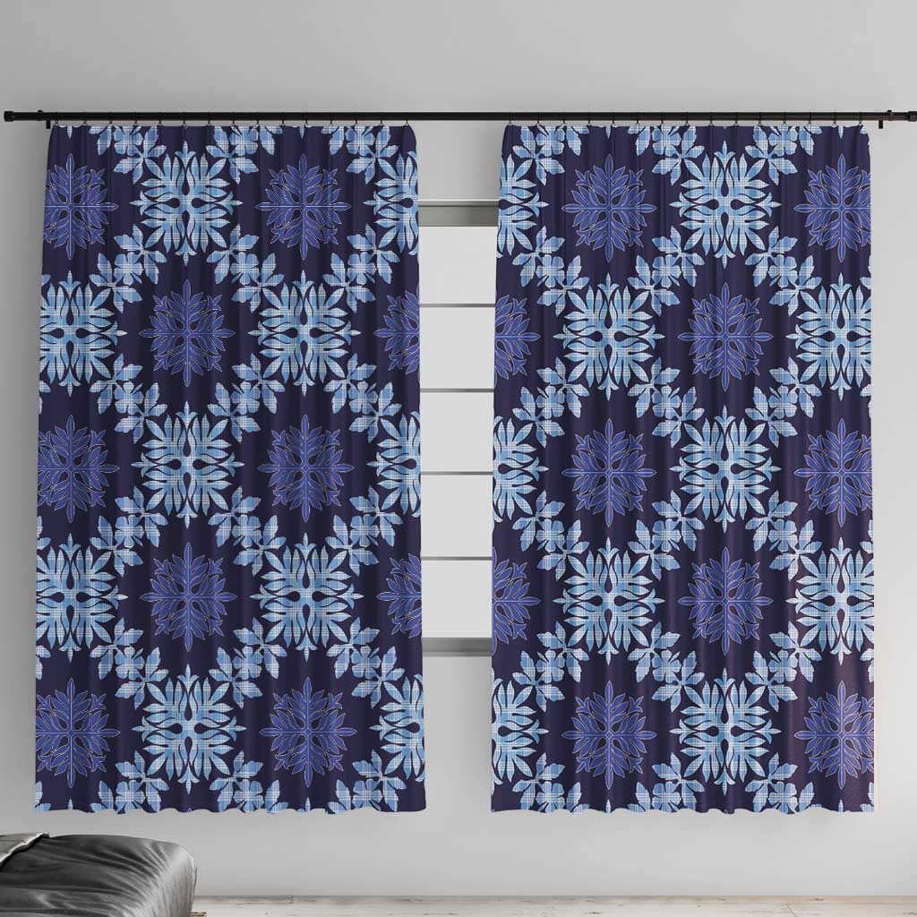 Palaka Hawaiian Quilt Seamless Pattern Window Curtain LT9 With Hooks Blue - Polynesian Pride