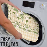 Squares Maile Leaf Bathroom Set Beige Palaka Hawaiian Quilt Pattern - Polynesian Pride