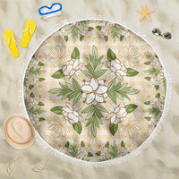 Squares Maile Leaf Beach Blanket Beige Palaka Hawaiian Quilt Pattern LT9 One Size 150cm Beige - Polynesian Pride