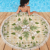 Squares Maile Leaf Beach Blanket Beige Palaka Hawaiian Quilt Pattern LT9 - Polynesian Pride