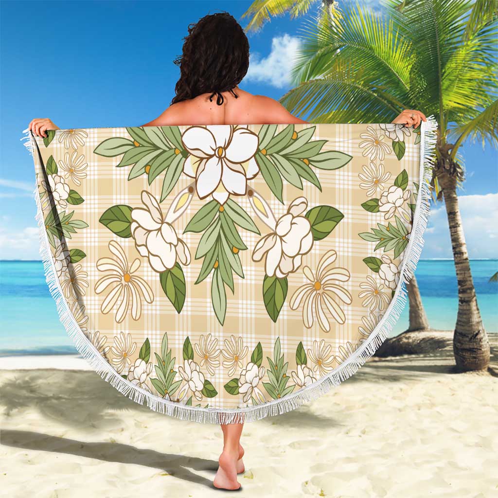 Squares Maile Leaf Beach Blanket Beige Palaka Hawaiian Quilt Pattern LT9 - Polynesian Pride