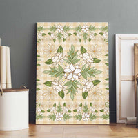 Squares Maile Leaf Canvas Wall Art Beige Palaka Hawaiian Quilt Pattern - Polynesian Pride