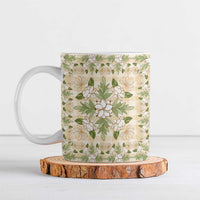 Squares Maile Leaf Ceramic Mug Beige Palaka Hawaiian Quilt Pattern LT9 Beige - Polynesian Pride