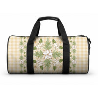Squares Maile Leaf Duffle Bag Beige Palaka Hawaiian Quilt Pattern LT9 One size Beige - Polynesian Pride