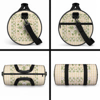 Squares Maile Leaf Duffle Bag Beige Palaka Hawaiian Quilt Pattern LT9 - Polynesian Pride