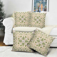 Squares Maile Leaf Pillow Cover Beige Palaka Hawaiian Quilt Pattern LT9 - Polynesian Pride
