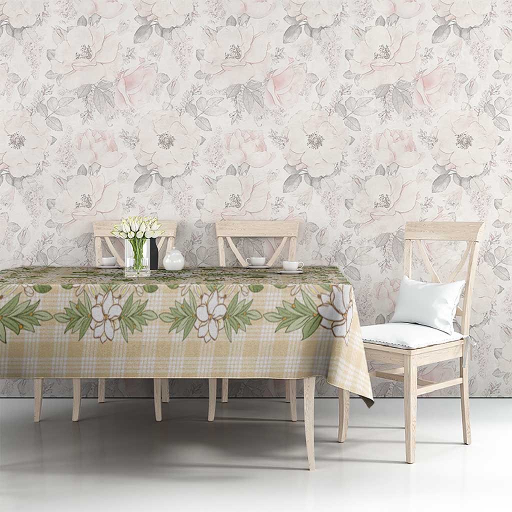 Squares Maile Leaf Tablecloth Beige Palaka Hawaiian Quilt Pattern - Polynesian Pride