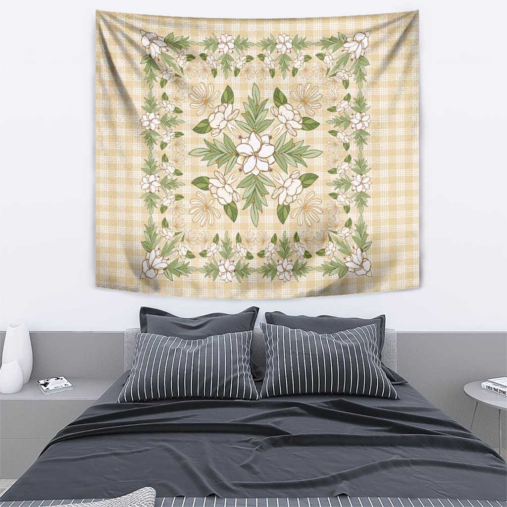 Squares Maile Leaf Tapestry Beige Palaka Hawaiian Quilt Pattern LT9 - Polynesian Pride