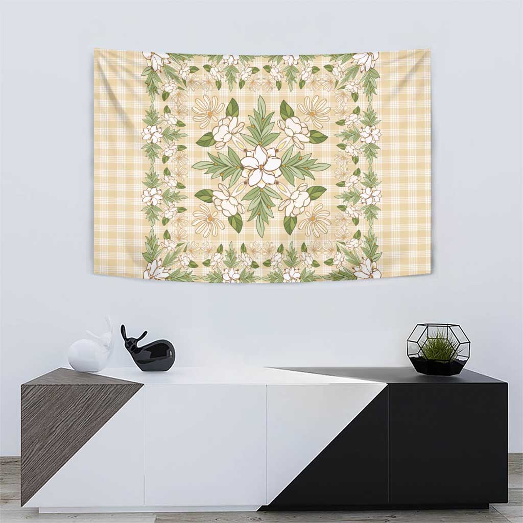 Squares Maile Leaf Tapestry Beige Palaka Hawaiian Quilt Pattern LT9 - Polynesian Pride