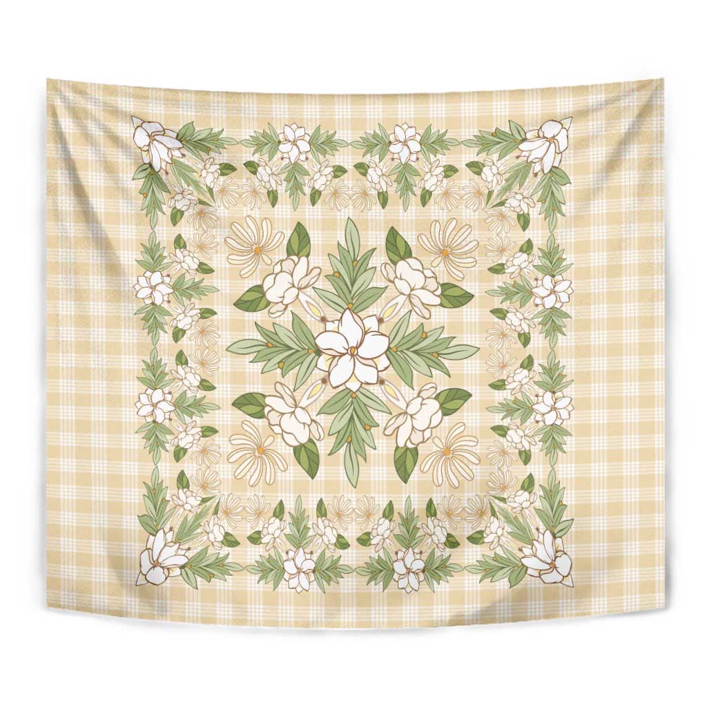 Squares Maile Leaf Tapestry Beige Palaka Hawaiian Quilt Pattern LT9 - Polynesian Pride