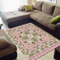 Squares Maile Leaf Area Rug Pink Palaka Hawaiian Quilt Pattern - Polynesian Pride