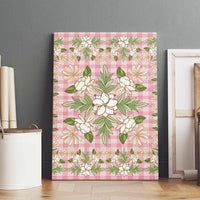Squares Maile Leaf Canvas Wall Art Pink Palaka Hawaiian Quilt Pattern - Polynesian Pride
