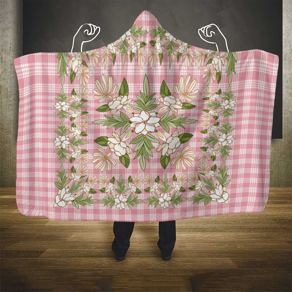 Squares Maile Leaf Hooded Blanket Pink Palaka Hawaiian Quilt Pattern LT9 - Polynesian Pride