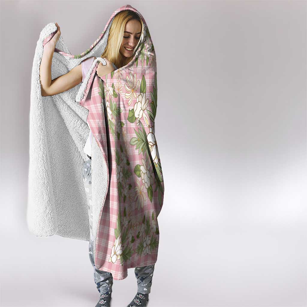 Squares Maile Leaf Hooded Blanket Pink Palaka Hawaiian Quilt Pattern LT9 - Polynesian Pride