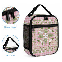 Squares Maile Leaf Lunch Bag Pink Palaka Hawaiian Quilt Pattern LT9 - Polynesian Pride