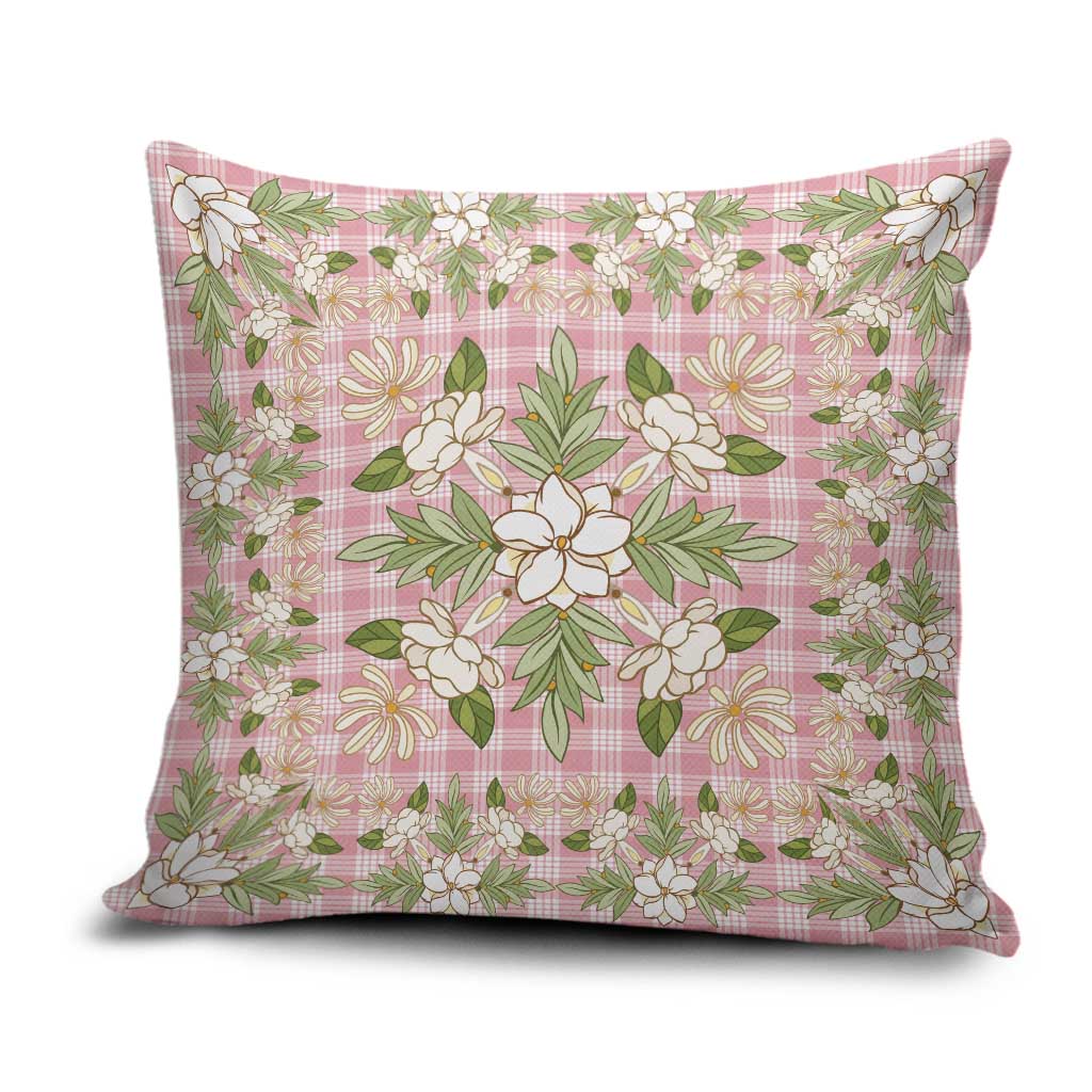 Squares Maile Leaf Pillow Cover Pink Palaka Hawaiian Quilt Pattern LT9 Pink - Polynesian Pride
