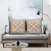 Squares Maile Leaf Pillow Cover Pink Palaka Hawaiian Quilt Pattern LT9 - Polynesian Pride