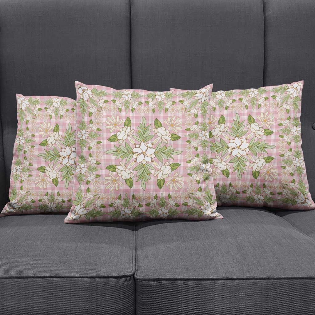 Squares Maile Leaf Pillow Cover Pink Palaka Hawaiian Quilt Pattern LT9 - Polynesian Pride