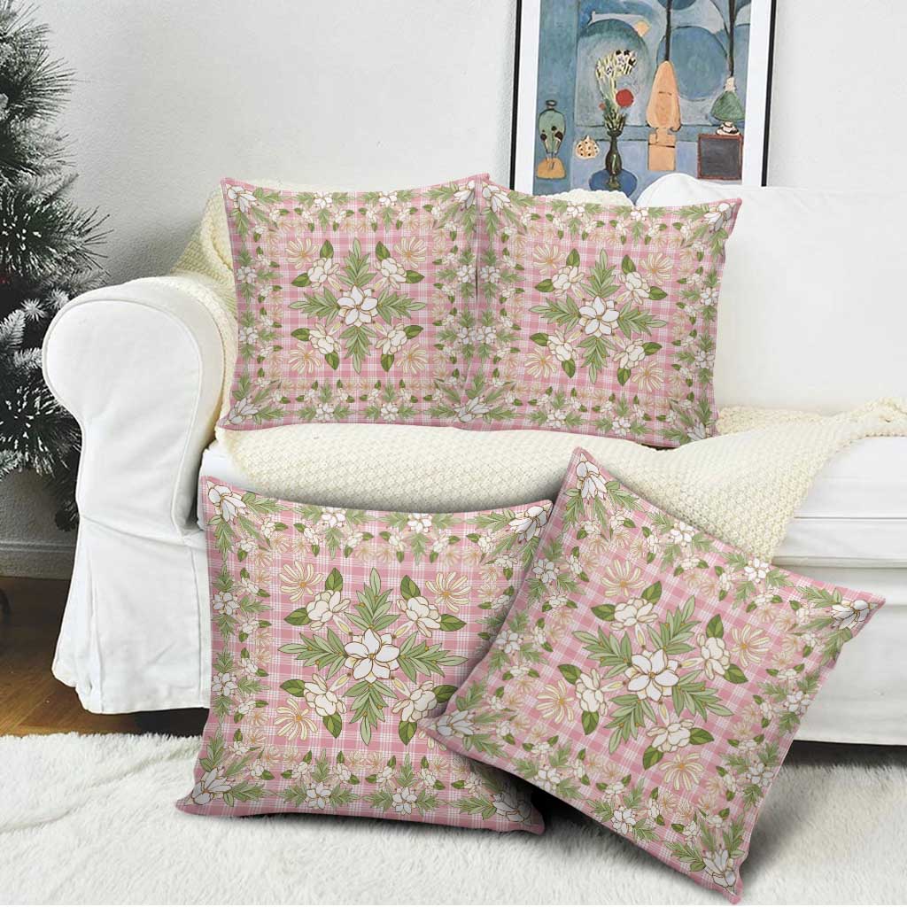 Squares Maile Leaf Pillow Cover Pink Palaka Hawaiian Quilt Pattern LT9 - Polynesian Pride