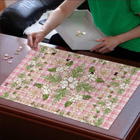 Squares Maile Leaf Puzzle Pink Palaka Hawaiian Quilt Pattern - Polynesian Pride