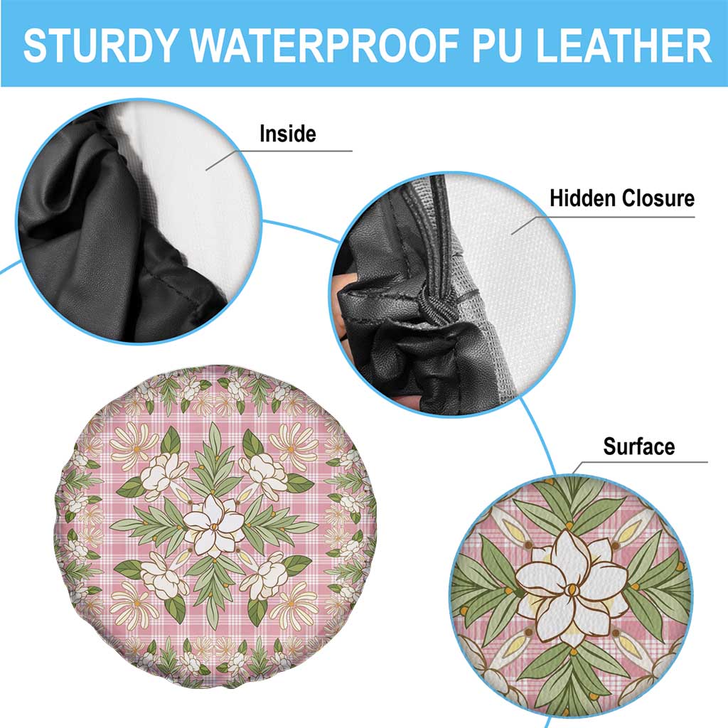 Squares Maile Leaf Spare Tire Cover Pink Palaka Hawaiian Quilt Pattern - Polynesian Pride