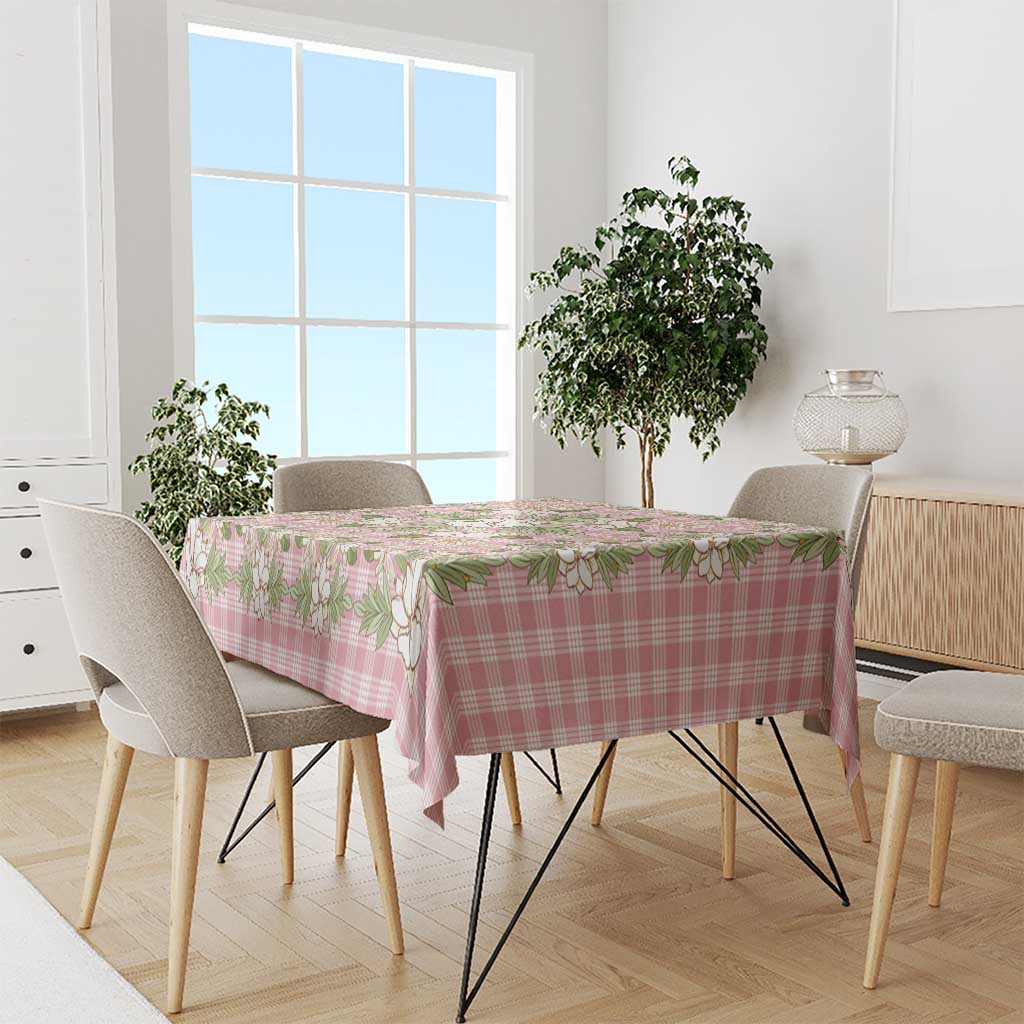 Squares Maile Leaf Tablecloth Pink Palaka Hawaiian Quilt Pattern LT9 - Polynesian Pride