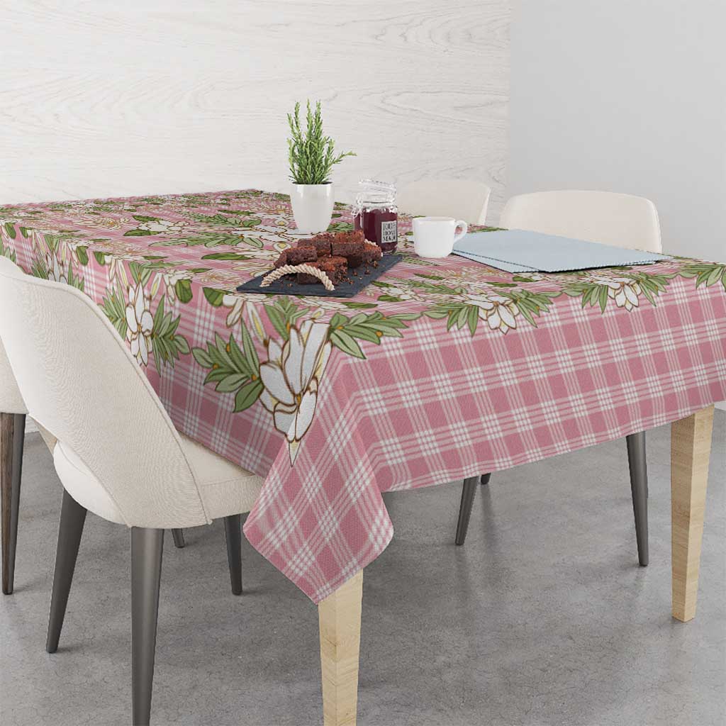 Squares Maile Leaf Tablecloth Pink Palaka Hawaiian Quilt Pattern LT9 - Polynesian Pride
