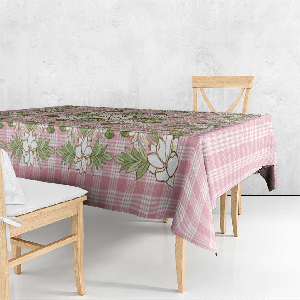 Squares Maile Leaf Tablecloth Pink Palaka Hawaiian Quilt Pattern LT9 - Polynesian Pride