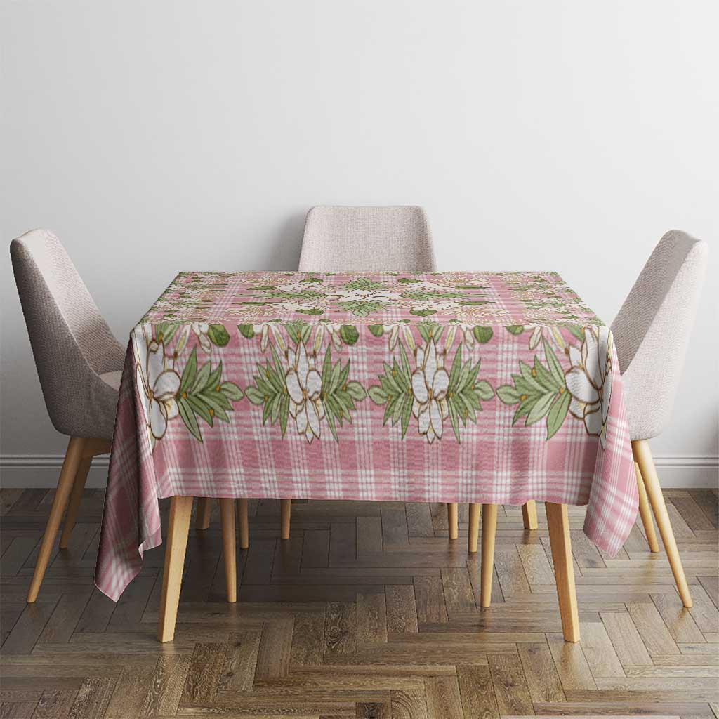 Squares Maile Leaf Tablecloth Pink Palaka Hawaiian Quilt Pattern LT9 - Polynesian Pride