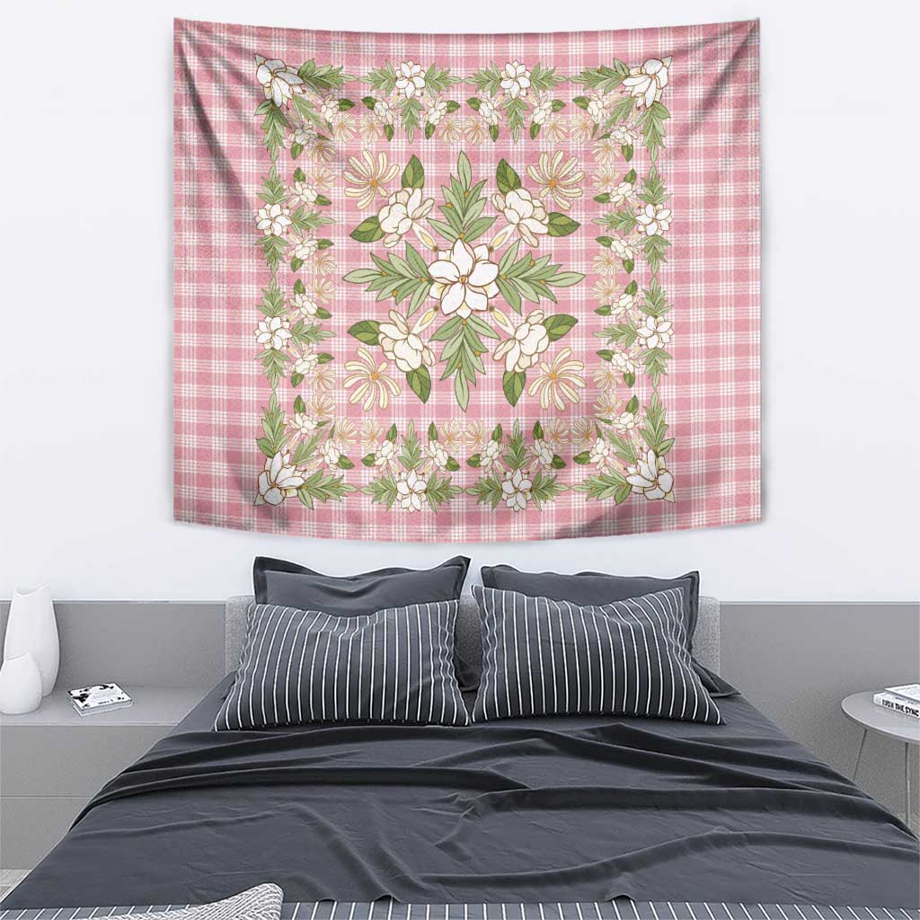 Squares Maile Leaf Tapestry Pink Palaka Hawaiian Quilt Pattern LT9 - Polynesian Pride