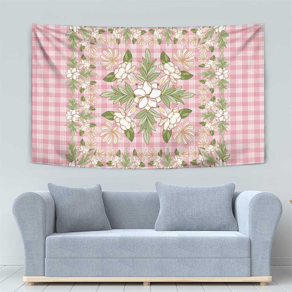 Squares Maile Leaf Tapestry Pink Palaka Hawaiian Quilt Pattern LT9 - Polynesian Pride