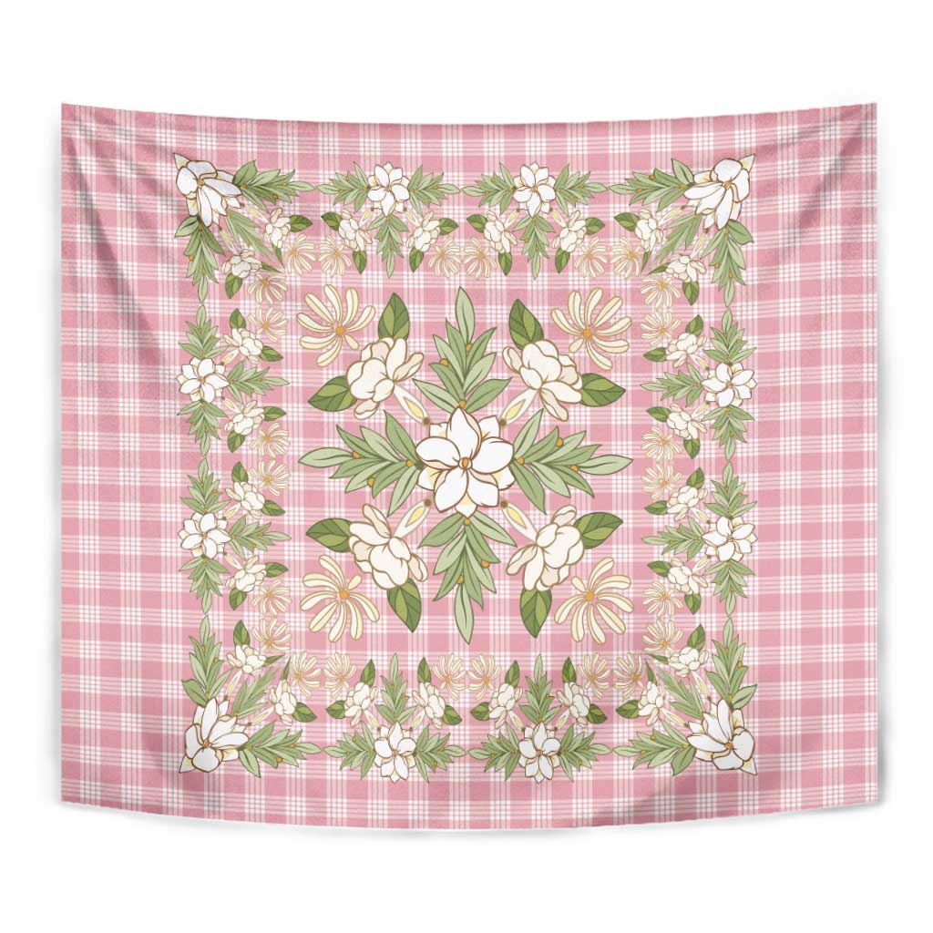Squares Maile Leaf Tapestry Pink Palaka Hawaiian Quilt Pattern LT9 - Polynesian Pride