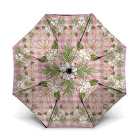 Squares Maile Leaf Umbrella Pink Palaka Hawaiian Quilt Pattern - Polynesian Pride