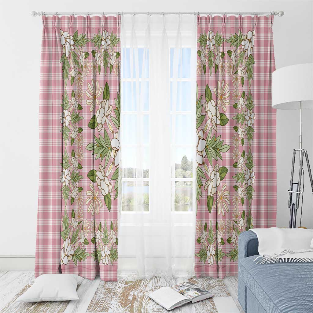 Squares Maile Leaf Window Curtain Pink Palaka Hawaiian Quilt Pattern - Polynesian Pride