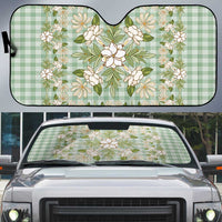 Squares Maile Leaf Auto Sun Shade Turquoise Palaka Hawaiian Quilt Pattern - Polynesian Pride